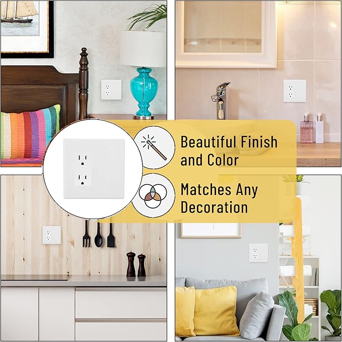 Bates Combination Wall Plate, Decorator/Blank, 2 Gang Switch Plate, White