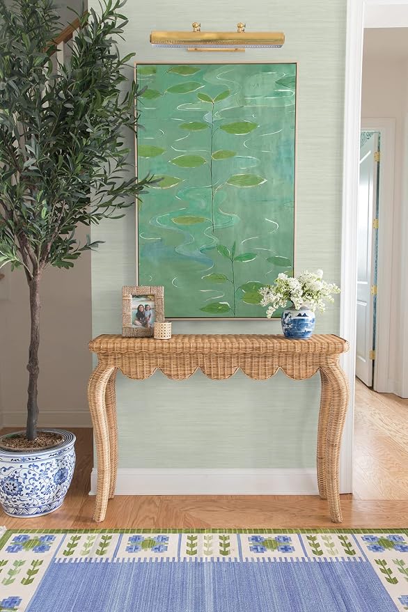 NuWallpaper x Society Social Green Classic Faux Grasscloth Peel & Stick Wallpaper, SSS6007