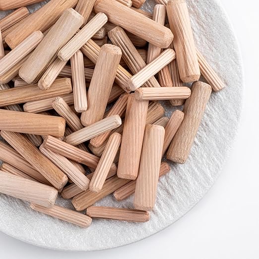 90 Pcs 3 Size Wooden Dowels Assorted, M6 M8 M10 Fluted Wood Dowel Pins, Hard Wood Grooved Plug, Furniture Woodwork Straight Grooved Dowel for Crafts, Furniture, DIY, Carpentry (1/4"+5/16"+3/8")
