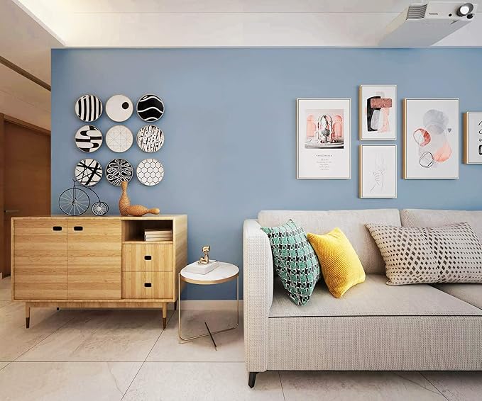 Safiyya Blue Peel and Stick Wallpaper 984.2"x17.7" Grey Blue Contact Paper Decorative Removable Wallpaper for Bedroom