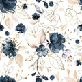 Navy Blue Floral Peel and Stick Wallpaper 17.7"x78.8" | Removable thick vinyl, watercolor botanical design, laundry room, bedroom, bathroom, renter friendly accent walls