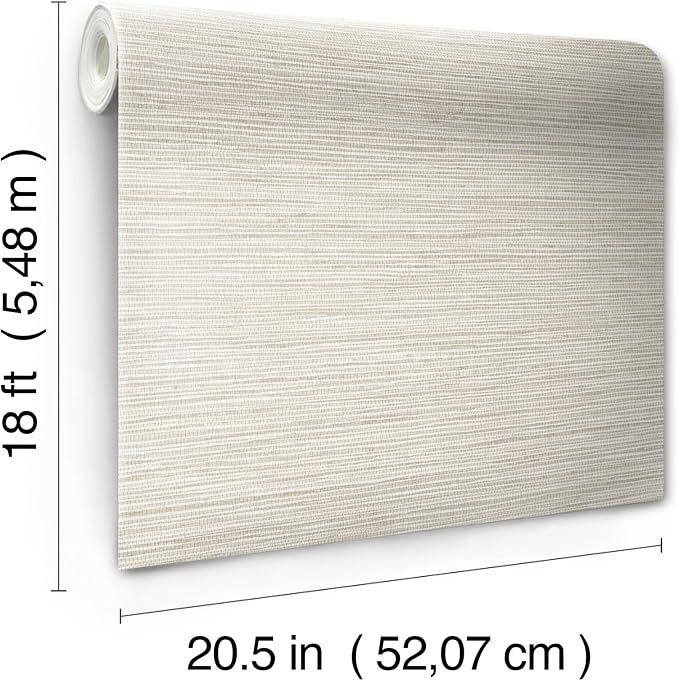 RoomMates Neutral Dimensional Grasscloth Peel and Stick Wallpaper, RMK12682PLW