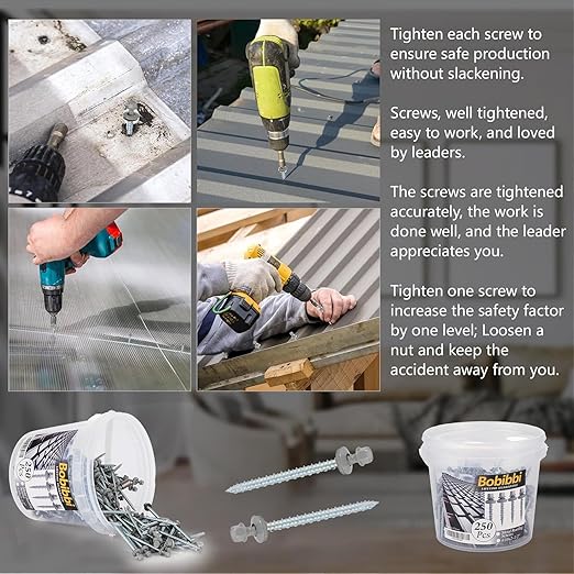 Metal Roofing Screws 10 x 2-1/2 inch, Gray Hex Head Sheet Metal Roof Screw with EPDM Washer for Corrugated Roofing (250Pcs)