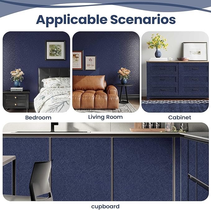 Dark Blue Peel and Stick Wallpaper Roll - Removable Waterproof Self Adhesive Contact Paper - Silk Boys Wall Covering Poster Board - Kitchen Countertop Vinyl Wrap for Bathroom Cabinet 11.8x78.7