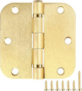 24 Pack Ball Bearing Door Hinges Satin Brass 3.5 Inch 5/8"Radius Rounded Squeak Free Interior 3-1/2"Flat Iron Bifold Standard Office Bedroom Indoor for Doors 3 ½" Hardware Home House Decor Essentials