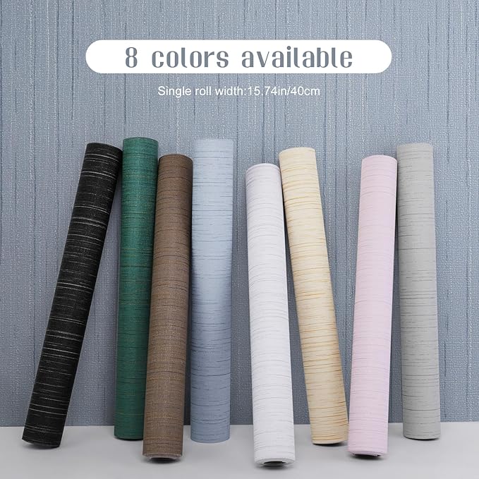 Light Blue Grasscloth Peel and Stick Wallpaper Vintage Texture Removable Waterproof Wallpaper for Room Walls, Cabinets, Furniture, Drawers, Desk A Set of 23.6"x480"
