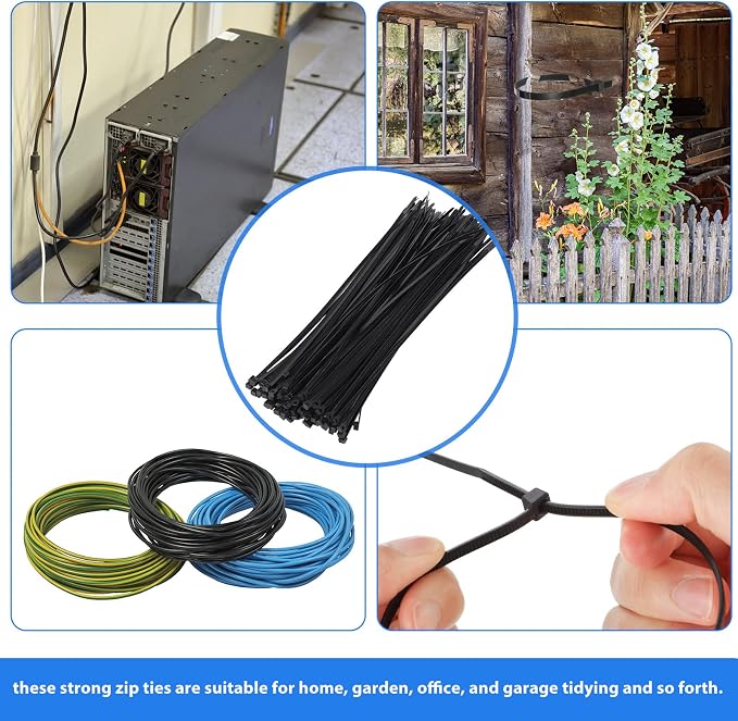 Shappy 500 Pack Long Zip Ties Heavy Duty, Ultra Exclusive Strong Cable Ties Large Industrial Electrical for Indoor Outdoor Plastic Wraps(Black,18 Inch)