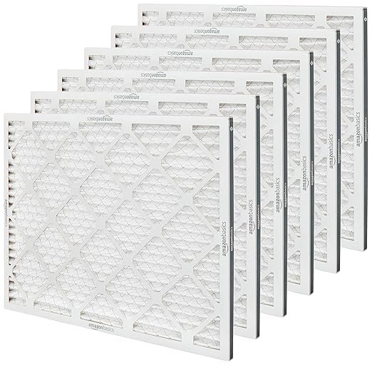 Amazon Basics 20x25x1 Air Filter 6-Pack, MERV 11 AC Furnace Filters, Dust, Pet, Allergy Control, Electrostatic, Removes Lint (Actual Size: 19.75" x 24.75" x 0.75")
