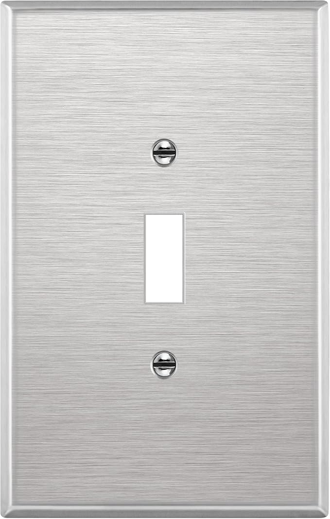 ENERLITES Toggle Light Switch Metal Wall Plate, Corrosion Resistant, Over Size 1-Gang 5.5" x 3.5", 7711O, 430 Stainless Steel, UL Listed, Silver
