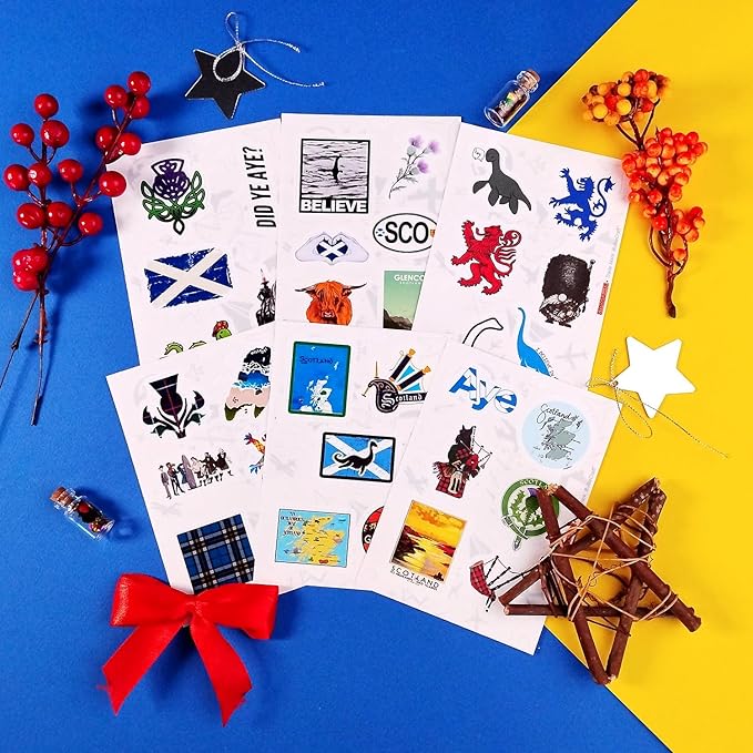 BulbaCraft Scotland Stickers for Water Bottle and Laptop - Heritage Party Supplies & Decorations, Waterproof Vinyl Scottish Decals, Scotland Flag Stickers Laptop Decals, Gifts for Women & Men