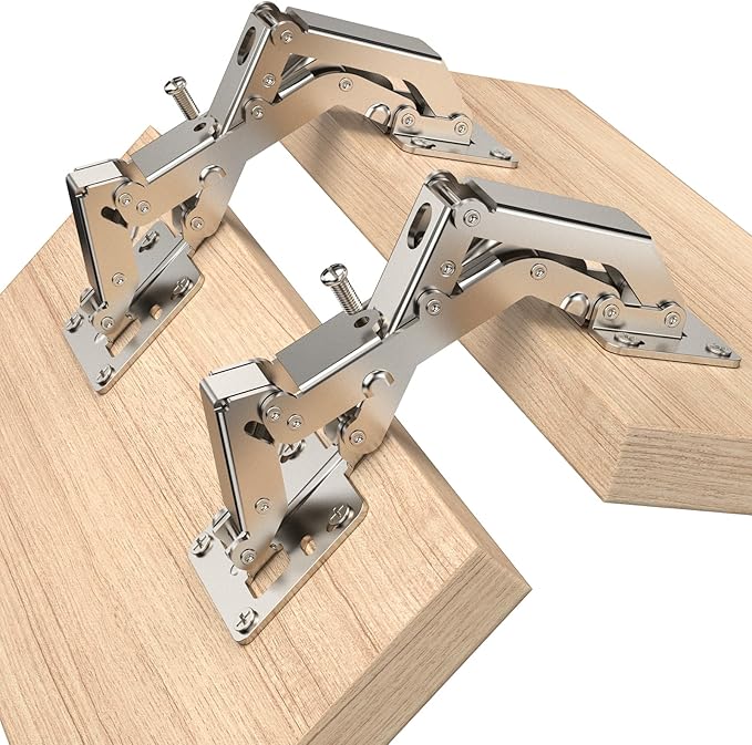 Chibery 4 Pack 170 Degree Soft Close Cabinet Hinges, Slow Smooth Hidden Frameless Lazy Susan Hinge, Concealed Hardware Surface Mount, Lid Support Trap Door, Self Closing for Corner, Kitchen Cupboard