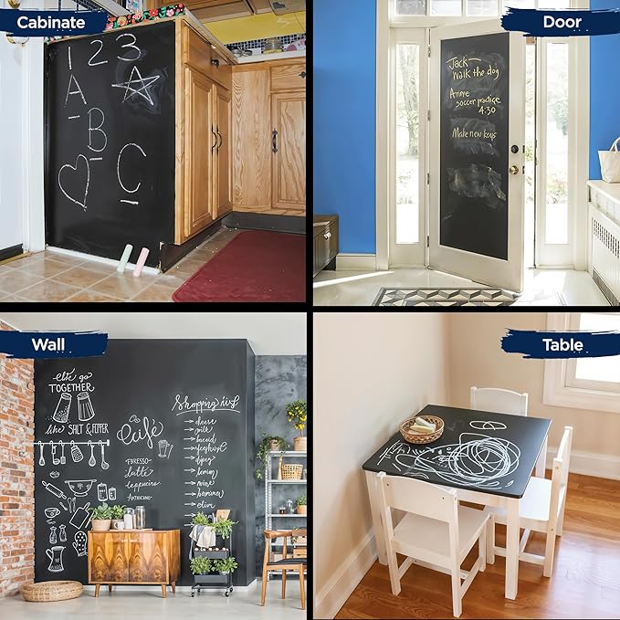 BLUEBIRD Chalkboard Paint 500ml / 16.9 fl oz – Chalkboard Paint for Furniture & Wood, Matte Interior Wall Paint for Home, Office & Classroom (Navy Blue)