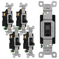ENERLITES 4-Way Toggle Light Switch, Four Way, Side Wiring, Copper Wire Only, Grounding Screw, Residential Grade, 15A 125VAC 60Hz, UL Listed, 84150-BK-5PCS, Black 5 Pack