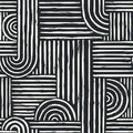 Livelynine Geometric Peel and Stick Wallpaper Black and White Modern Mid Century Geometric Abstract Wall Paper Contemporary Minimalist Lines 17.5x78.8 Geometric Pattern Contact Paper for Cabinets