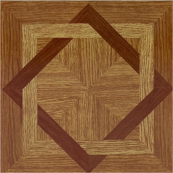 Tivoli Self Adhesive Vinyl Floor Tiles, 45 Tiles - 12" x 12", Wood Diamond - Peel & Stick, DIY Flooring for Kitchen, Dining Room, Bedrooms, Basements & Bathrooms by Achim Home Decor