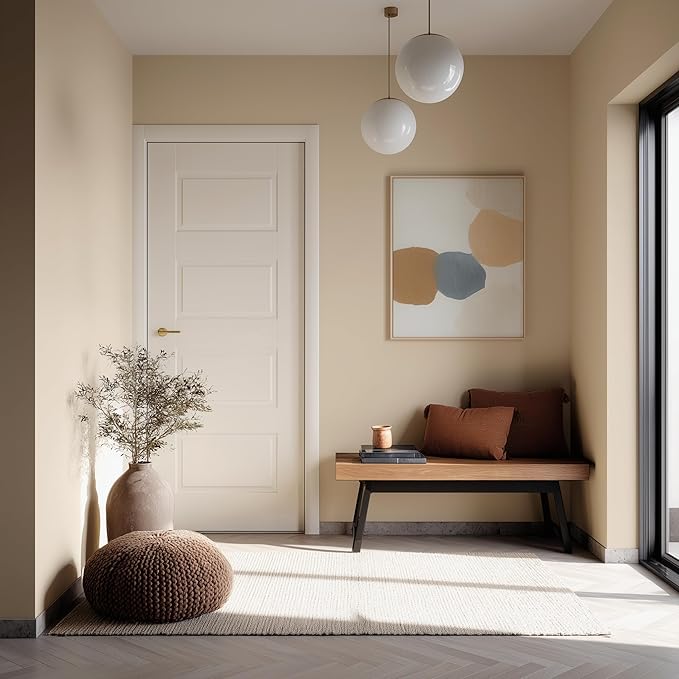EVOLVE Interior Paint & Primer, Eggshell (Natural Beige), 5 Gallon – One-Coat Coverage, Excellent Hide, Low VOC, Low Odor, Washable Paint for Walls, Doors & Trim