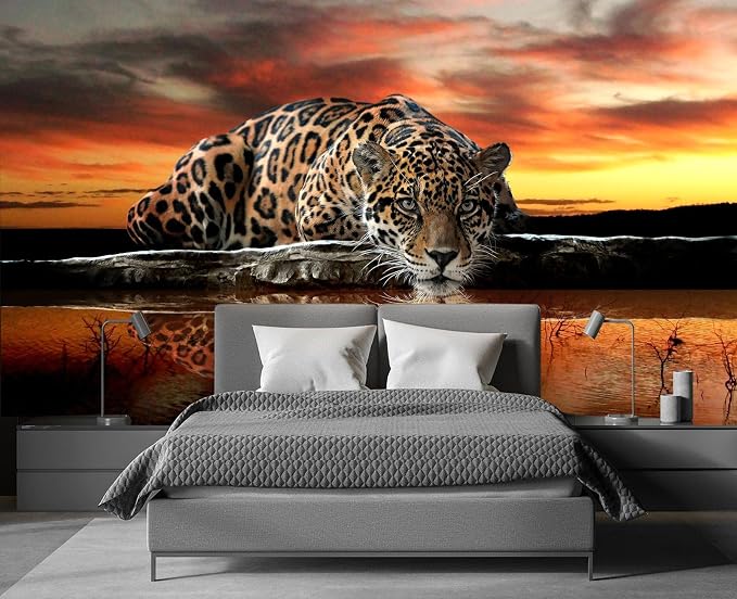 Animal Leopard 3D Wallpaper Mural 103" x 69" (Not Peel and Stick)
