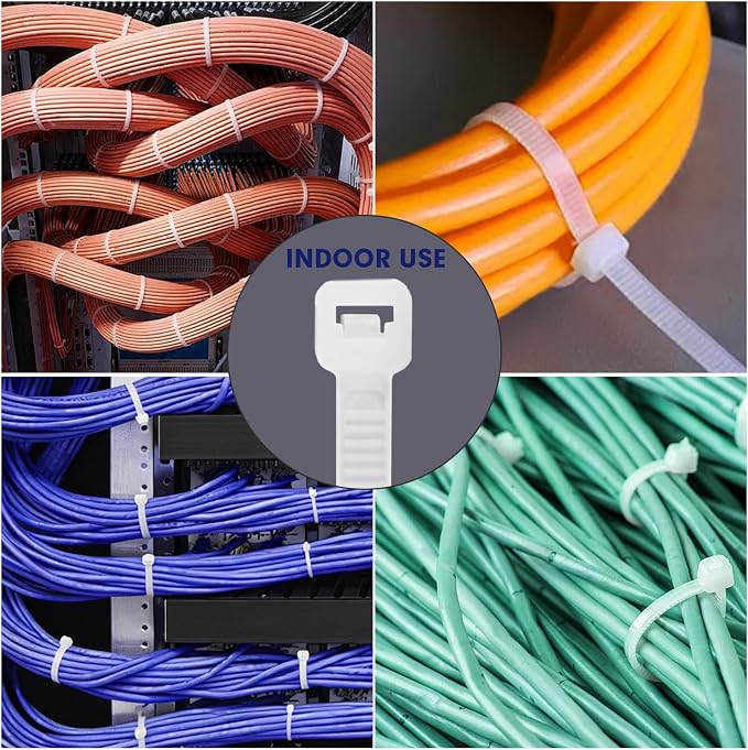 Zip Ties, RAZCC 1200pcs White Cable Zip Ties 16 Inch, Heavy Duty Plastic Wire Ties with 70lb Tensile Strength, Self-Locking White Nylon Tie Wraps for Indoor and Outdoor