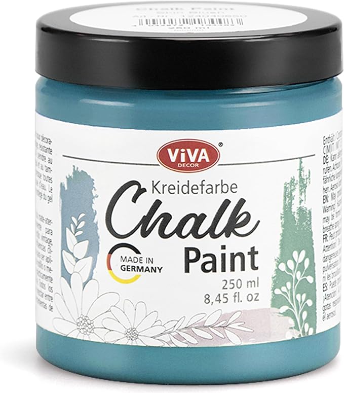Viva Decor Chalk Paint (Smoky Blue) 8.45oz - Featuring a Chalky & Matte Finish, this paint is perfect for crafting Shabby Chic & Vintage looks on wood furniture and decor pieces