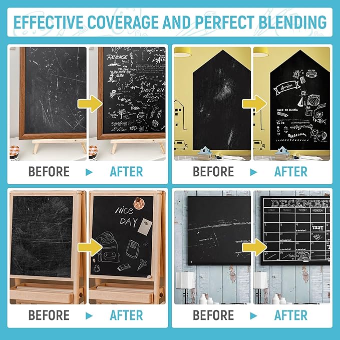 Chalkboard Paint Black Chalk Board Touch Up Paint for Wood, Metal, Glass, Wall, Plaster Boards Sign, Frame Any Surface Black Matte Finish, Acrylic Non-Toxic, Quick-Dry 30ml, 1.5oz