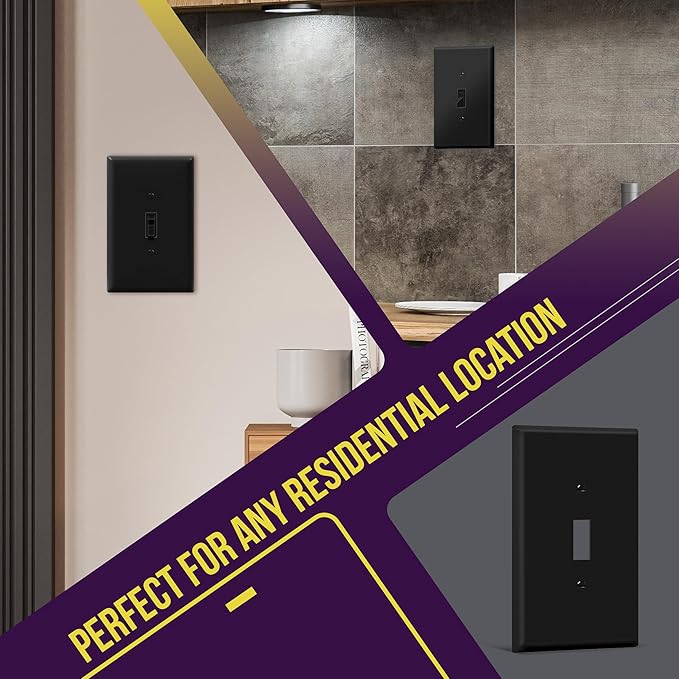 ENERLITES Toggle Light Switch Wall Plate, Gloss Finish, Jumbo Switch Cover, Oversized 1-Gang 5.5" x 3.5", Unbreakable Polycarbonate Thermoplastic, 8811O-BK, Black
