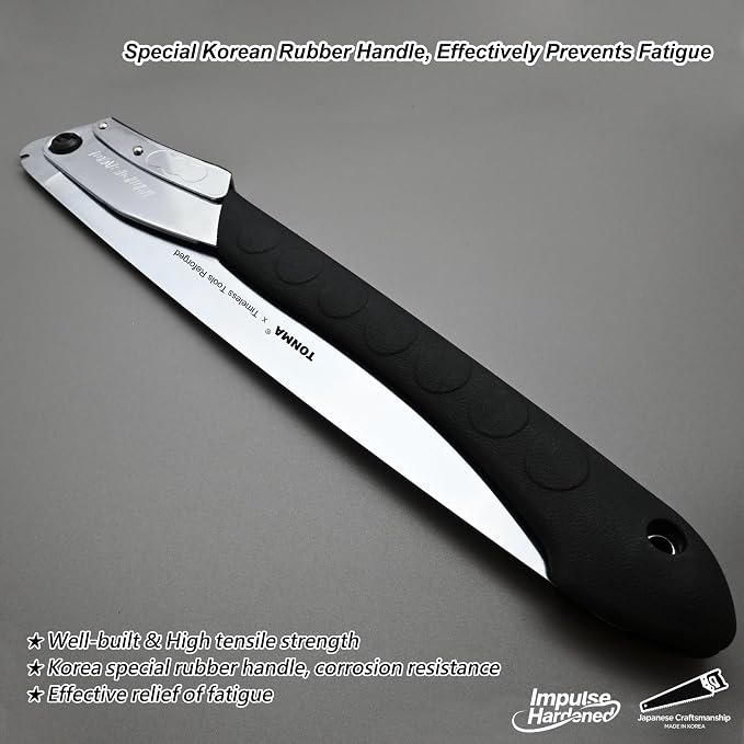 TONMA Folding Hand Saw [Made in Korea] 14" (360mm) LargeTeeth Pruning Hand Saw for Wood Cutting, Outdoor Camping, Garden Woodworking, Japanese Craft Plating Impulse Hardened Stainless Blade