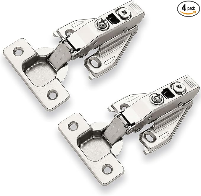 DecoBasics (4 PCS) Full Overlay Soft Close Cabinet Hinges for Kitchen Cabinets - 105° Face Frame Concealed Cabinet Door Hinge -3 Way Adjustability -Clip on Plate & Matching Screw 4 Easy Installation