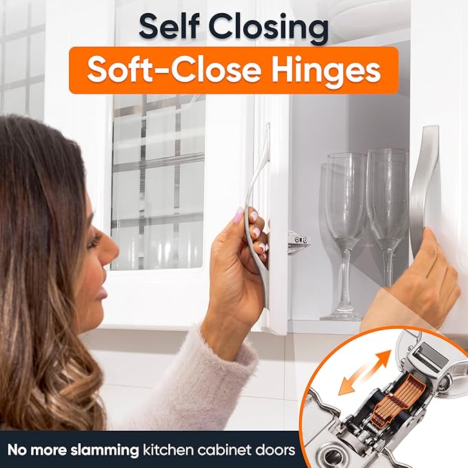 DecoBasics (30 PCS) Full Overlay Soft Close Cabinet Hinges for Kitchen Cabinets - 105° Face Frame Concealed Cabinet Door Hinge -3 Way Adjustability -Clip on Plate & Matching Screw 4 Easy Installation