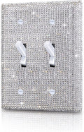 Silver Shiny Silver Rhinestones Switch Wall Plate Double Gang Toggle Light Switch Covers Decorator Plate Outlet Wall Plates