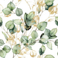 Livelynine 17.5x276 Green Gold Peel and Stick Wallpaper Boho Green Eucalyptus with Gold Watercolor Botanical Wall Paper for Bathroom Bedroom Renter Friendly Eucalyptus Teacher Contact Paper Adhesive