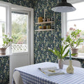 Simon&Siff Vintage Floral Peel and Stick Wallpaper 1200" x 17.3" | Blue Botanical Contact Paper, Self Adhesive Removable Waterproof Wall Paper, Renter Friendly, Bedroom Cabinets DIY Decor