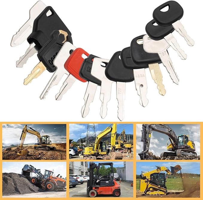 MMS Heavy Equipment Key Set Replacement for Bobcat Volvo Cat Komatsu Kubota and More, Contractors Equipment Multi Keys fit Common Equipment