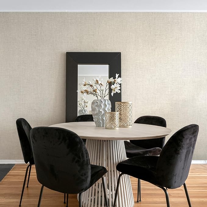 Ansehan Wallcovering W010105 Cosmo Collection 36" W x 8 Yard L, Natural Paper Weave Grasscloth Modern Texture Wallcovering for Living Room Bedroom Feature Wall, Wheat/Natural Knit/Grey