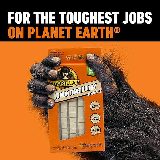 Gorilla Mounting Putty, Natural Tan Color, 84 Pre-Cut Squares (Pack of 3) - Non-Toxic Removable & Repositionable Wall Putty