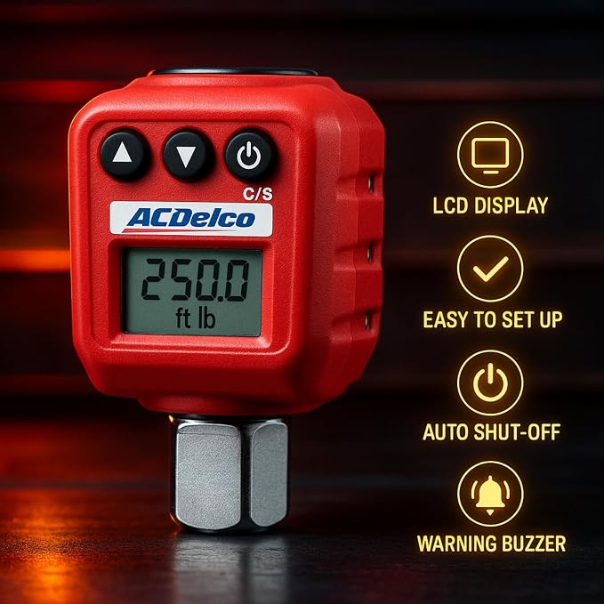 ACDelco 1/2” Digital Torque Adapter (25 to 250 ft-lbs) with Audible, LED Alert ARM602-4A