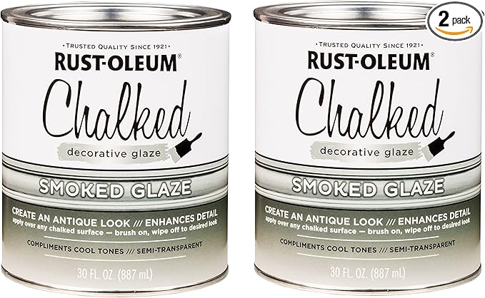 Rust-Oleum 315883-2PK Chalked Decorative Glaze, 30 oz, Semi-Transparent Smoked, 2 Pack