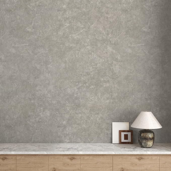 JSEVEM 31"×591" Light Grey Concrete Wallpaper Peel and Stick Industrial Gray Contact Paper 3D Textured Vinyl Wrap Self Adhesive Cement Wall Paper for Countertop Bedroom Office Walls Air Guide Design