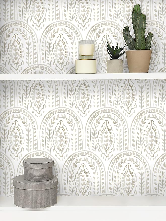 EeeComing Boho Peel and Stick Wallpaper - Modern Peel and Stick Removable Contact Paper Self Adhesive Wallpaper for Bedroom and Bathroom - Cabinet Shelf Liner Vinyl 197"x17.3