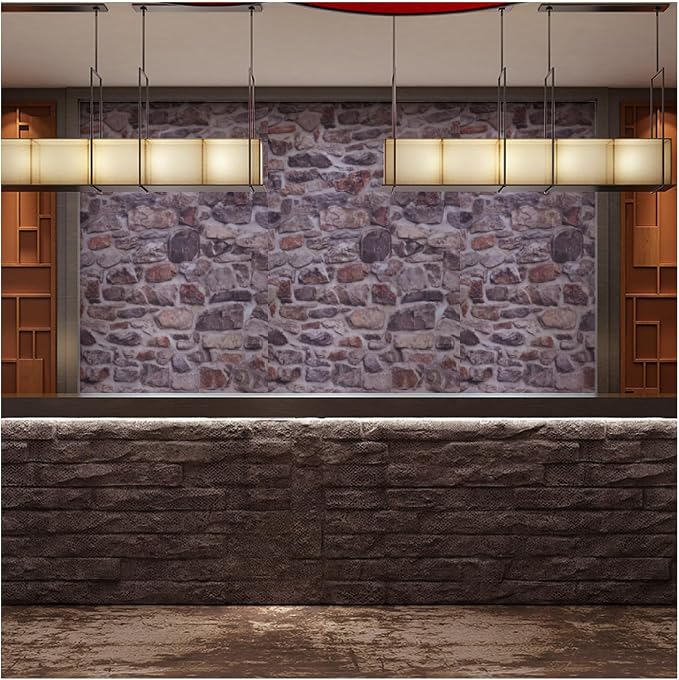 Stone Brick Wallpaper Peel and Stick Self-Adhesive Removable Vinyl Wallpaper Pink Faux 3D Stone Look Wall Paper 15.7" X 118"
