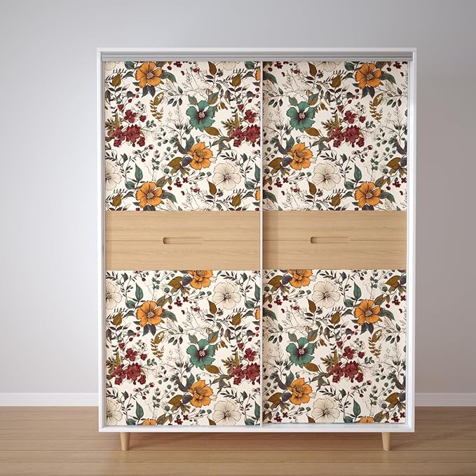 Danodoi Yellow Vintage Floral Peel and Stick Wallpaper 17.5" x 393" | Waterproof Vinyl Self Adhesive Removable Renter Friendly Floral Contact Paper