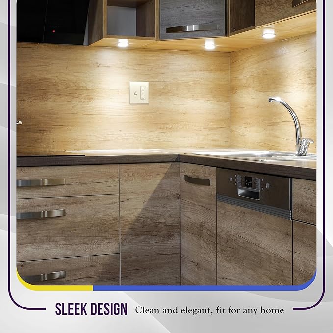 ENERLITES Combination Toggle/Decorator Light Switch Plate, Double Switch Wall Plate, Standard Size 2-Gang 4.68" x 4.73", Polycarbonate Thermoplastic, Gloss Finish, SI881131-LA, Light Almond