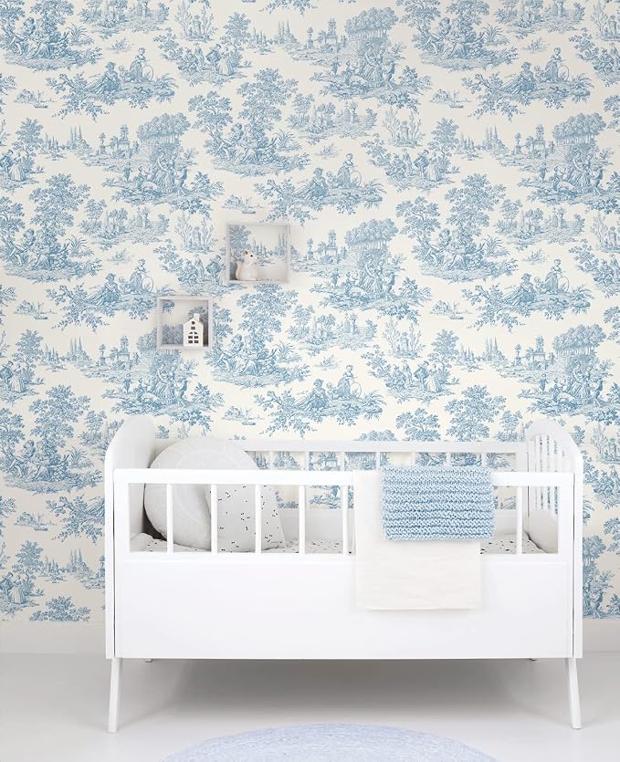 NextWall Chateau Toile Peel and Stick Wallpaper (Blue Bell)