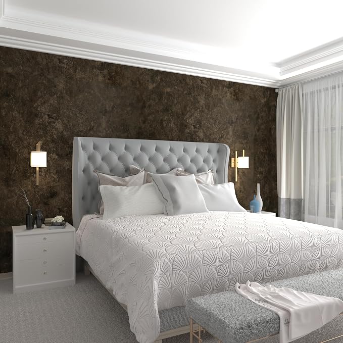 3yecao 48"×354" Big Roll Large Size Dark Brown Tan Grey Concrete Wallpaper Peel and Stick Waterproof Thick Charcoal Gray Concrete Contact Paper Vinyl Adhesive Taupe Cement Sticker for Bedroom Office