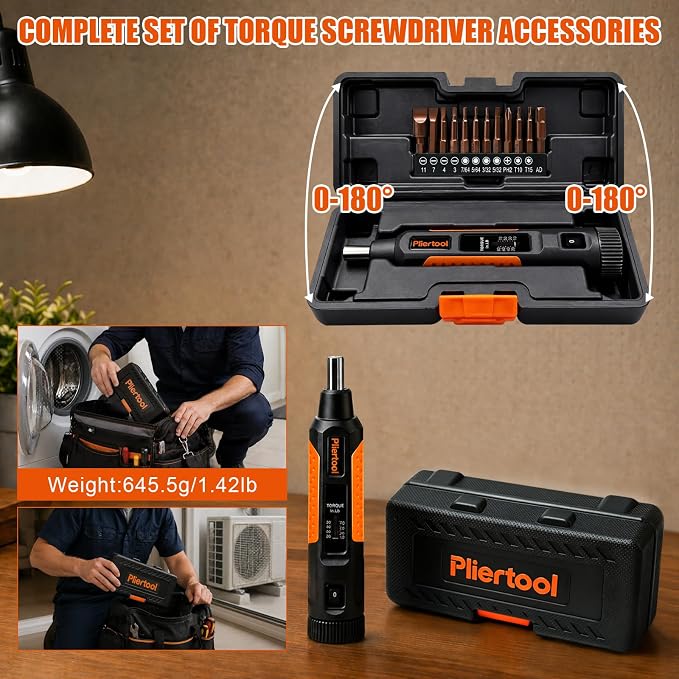13Pcs Preset Torque Screwdriver Wrench Driver Set 10-80 Inch Pound | 1/4” Drive Torque Wrench Screwdriver Set with S2 Bits for Maintenance, Tools, Bike Repairing and Mounting
