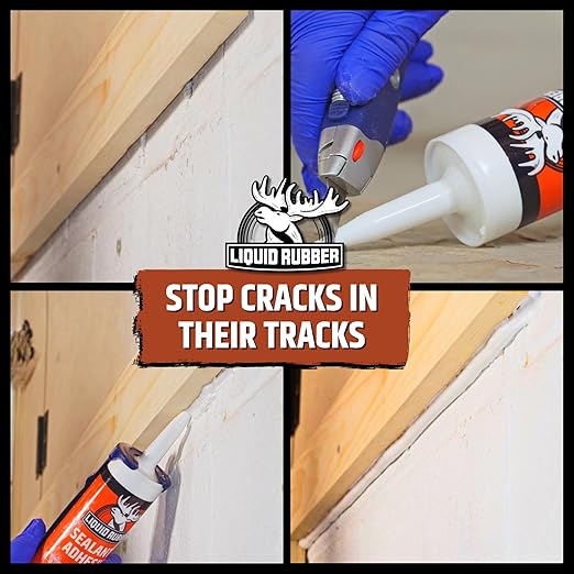 Liquid Rubber Caulk - Hybrid Adhesive and Protective Sealant, White, 4 Pack