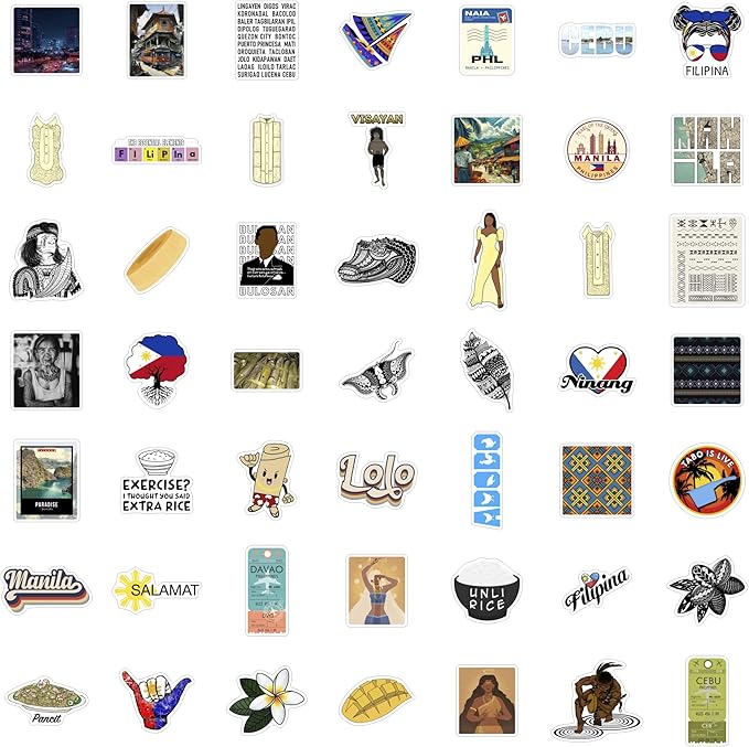 BulbaCraft 100Pcs Philippines Stickers, Filipino Stickers for Water Bottle and Laptop - Philippines Party Supplies & Decorations, Waterproof Vinyl Decals, Filipino Flag Stickers, Gifts for Women & Men