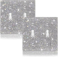 2 PC Shiny Silver Rhinestones Wall Plate Cover Switch Plate Covers Cover Light Switch Cover Switch Cover Decorative Double Gang Toggle Outlet Covers Bling Switch Cover
