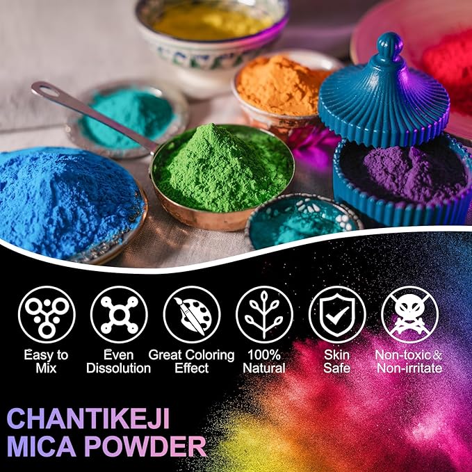 CHANGTIKEJI Mica Powder - 144 Colors - 10g/Bottle of Natural Pigment for Epoxy Resin，Eye Shadow,Car Freshies,Soap Making,Nail Polish,Candle Making,Bath Bombs