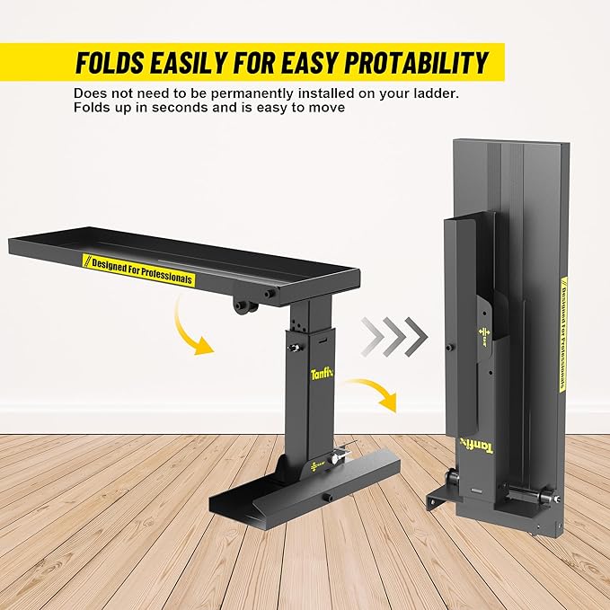 Foldable | Heavy-Duty Ladder Extender Pro, High Strength Steel Material Design Ladder Extension Pro for Stairs w/Non-Slip Mat, 11.4-18" Adjustable Height, Applicable Ladder Feet Spacing 25"