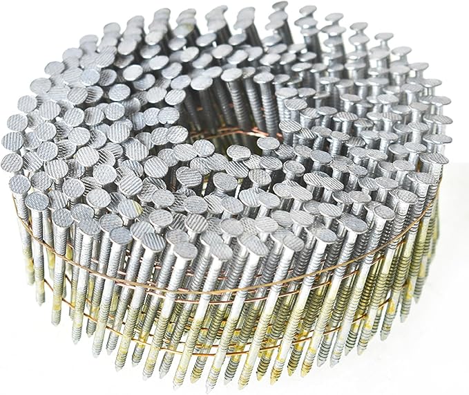findmall 3600 Count Siding Nails 1-3/4 Inch by .092 Inch 15 Degree Ring Shank Hot-Dipped Galvanized Collated Wire Coil